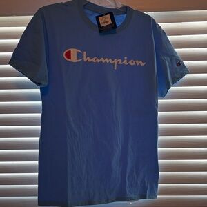 Champion Men's Light Blue Short Sleeve Tee